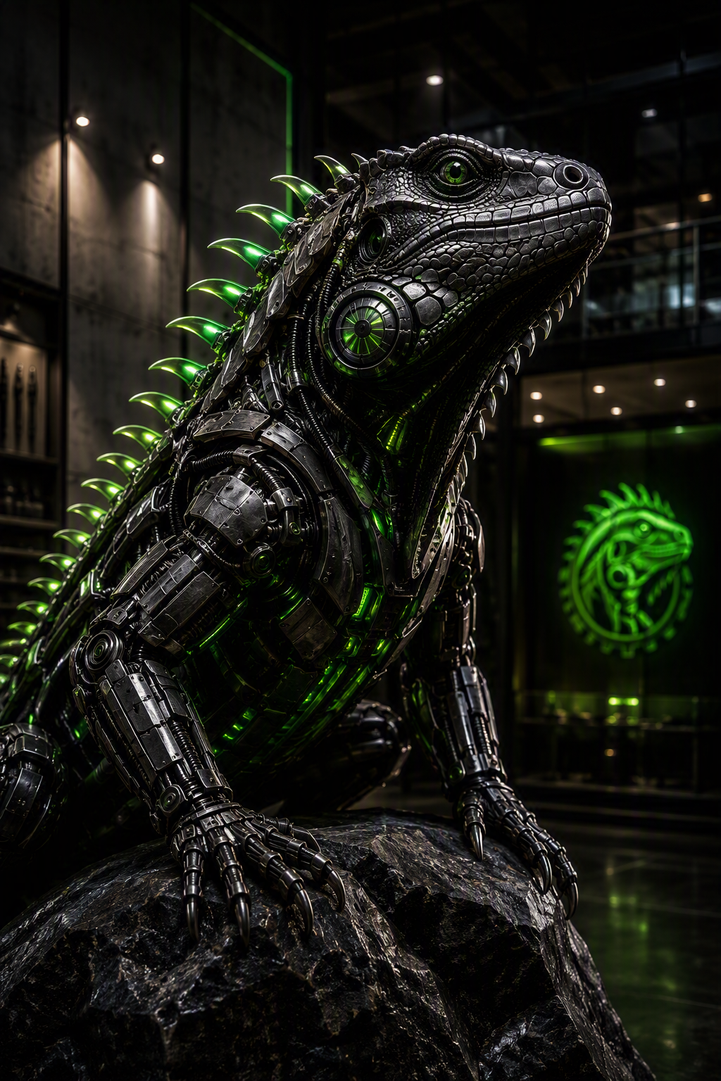 Iguana mecánica como símbolo de adaptabilidad, resistencia, precisión y creatividad